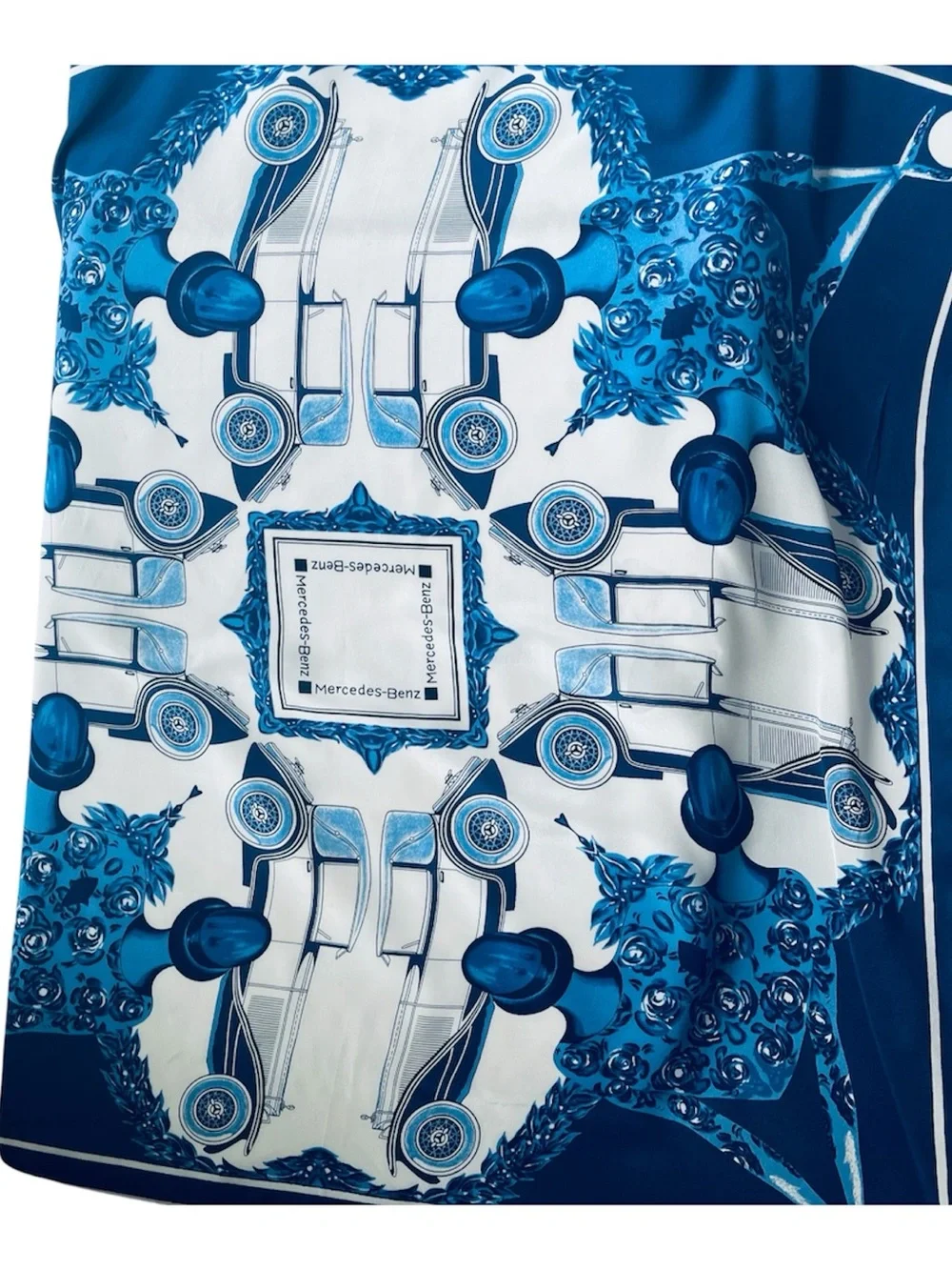 🧣 Vintage Mercedes-Benz Silk Scarf - Pristine Condition | Rare Collector's Piece